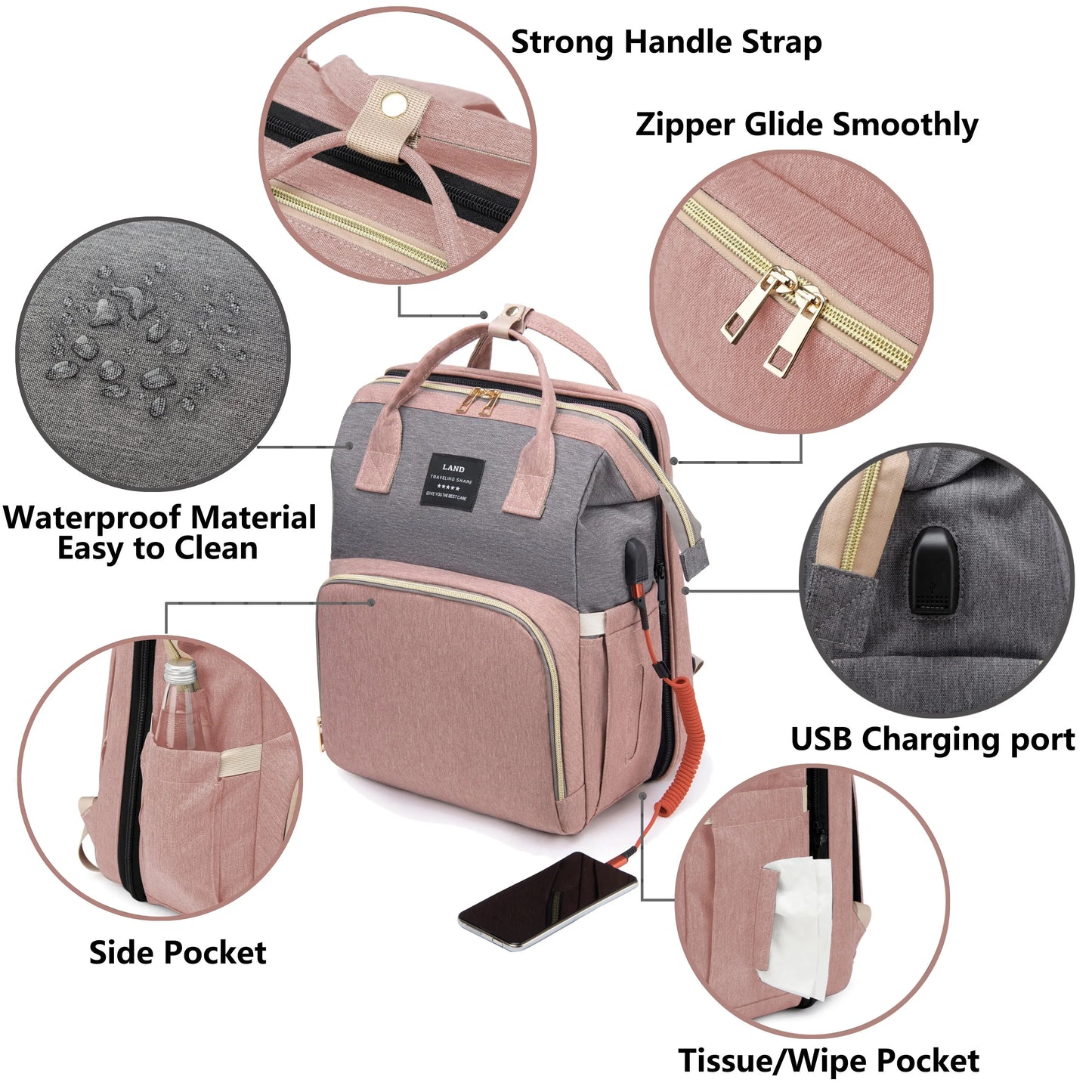 Sac de maternité léger et portable, lit de bébé pliable, sac de voyage de grande capacité pour la maternité, sac à dos pour bébé, sac de sortie pour maman.