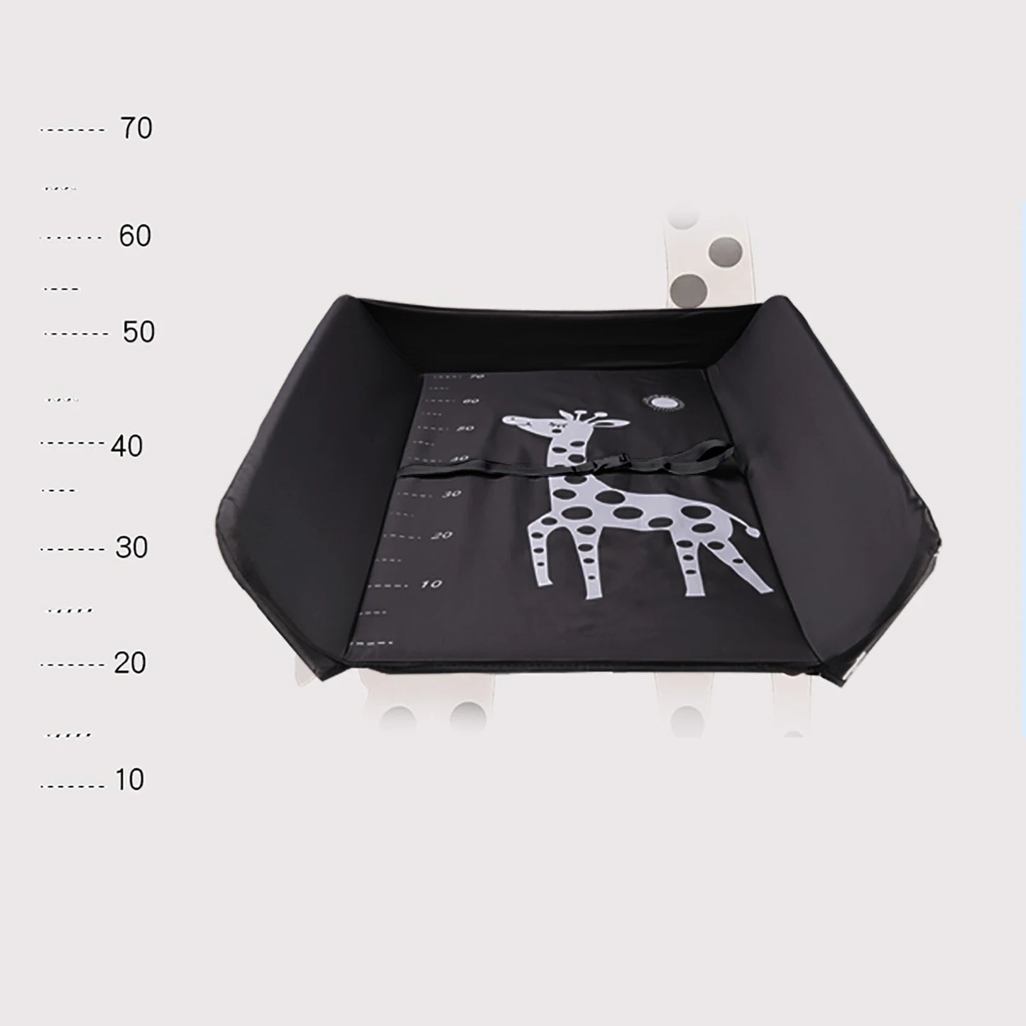 Table à langer pliable avec étagères de rangement Coussin avec échelle de hauteur Grande table à langer 80 x 63 cm