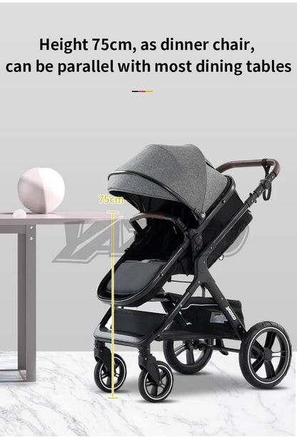 Poussette bébé 3 en 1 multifonctionnelle, peut s'asseoir inclinable, légère et pliable, poussette haute paysage, landau bébé.