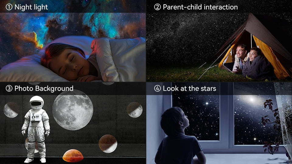 Projecteur Ciel Étoilé Enfant – Lampe Galaxie Rotative 360° | Veilleuse Rassurante Nuit Magique