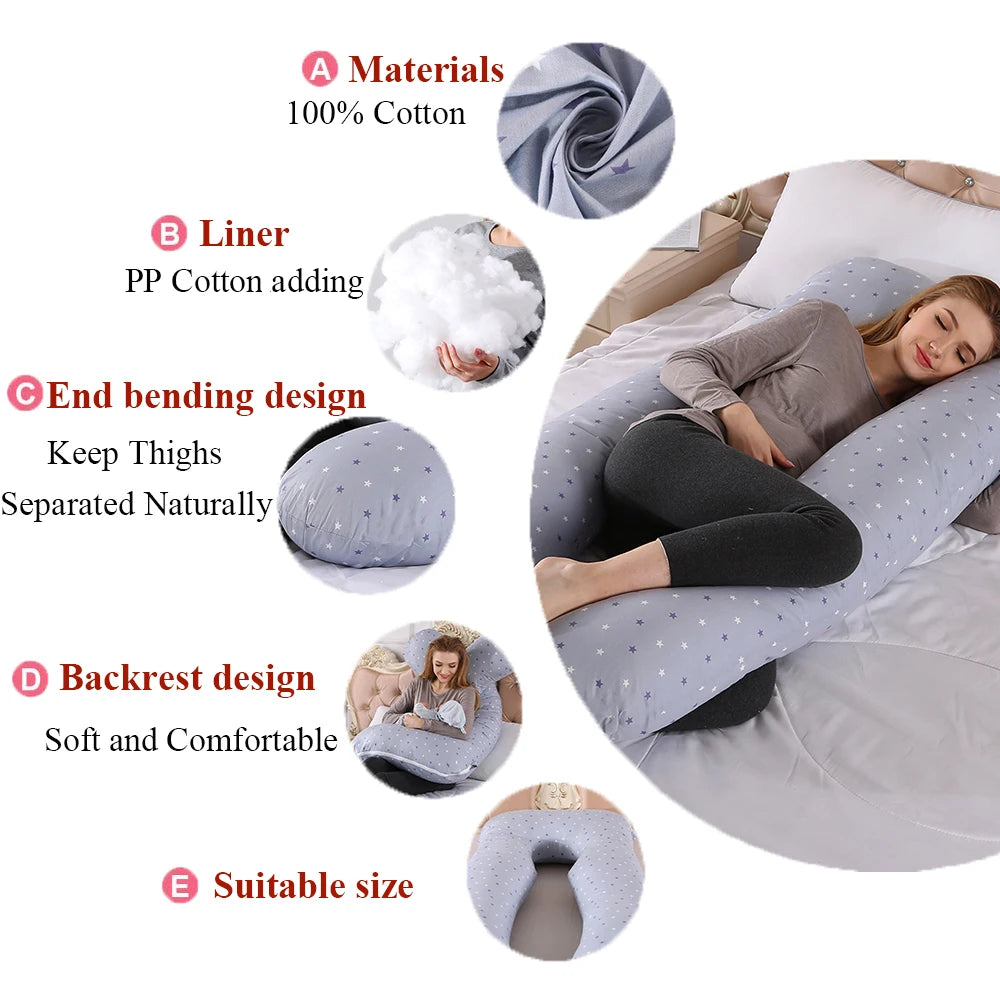 PANGDUBE Oreiller de grossesse 130*70cm Oreiller de taille pour femmes enceintes Oreiller d'allaitement Coussin d'allaitement pour femmes