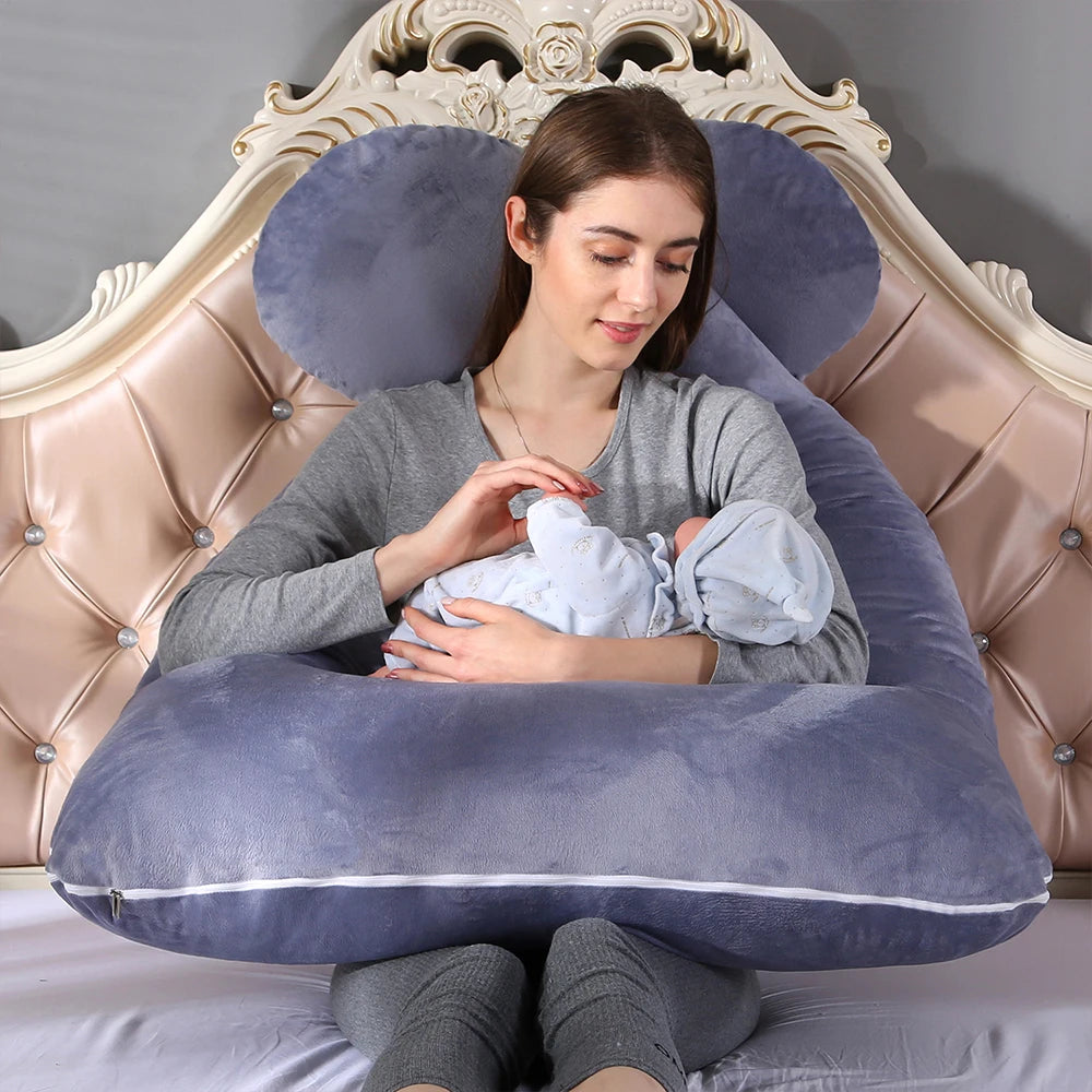 PANGDUBE Oreiller de grossesse 130*70cm Oreiller de taille pour femmes enceintes Oreiller d'allaitement Coussin d'allaitement pour femmes