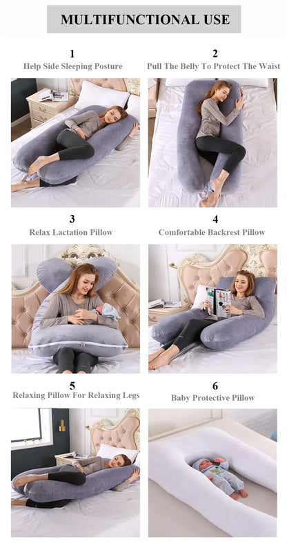 PANGDUBE Oreiller de grossesse 130*70cm Oreiller de taille pour femmes enceintes Oreiller d'allaitement Coussin d'allaitement pour femmes