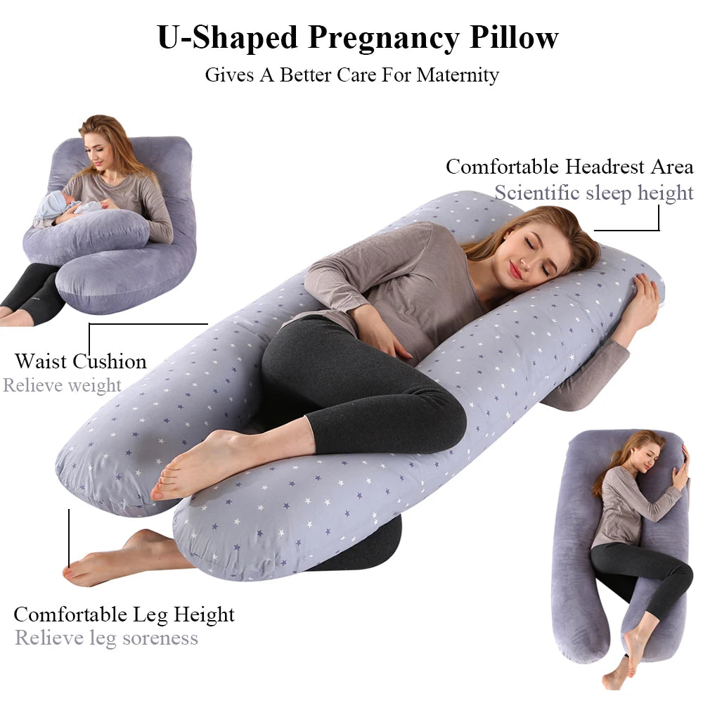 PANGDUBE Oreiller de grossesse 130*70cm Oreiller de taille pour femmes enceintes Oreiller d'allaitement Coussin d'allaitement pour femmes