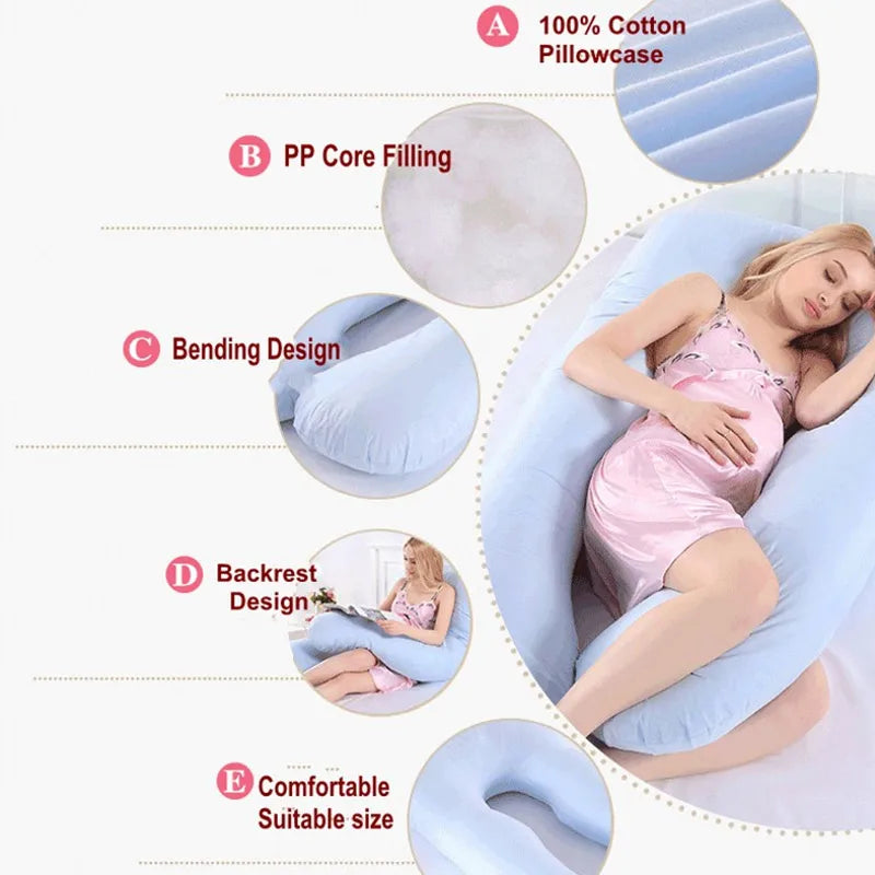 PANGDUBE Oreiller de grossesse 130*70cm Oreiller de taille pour femmes enceintes Oreiller d'allaitement Coussin d'allaitement pour femmes