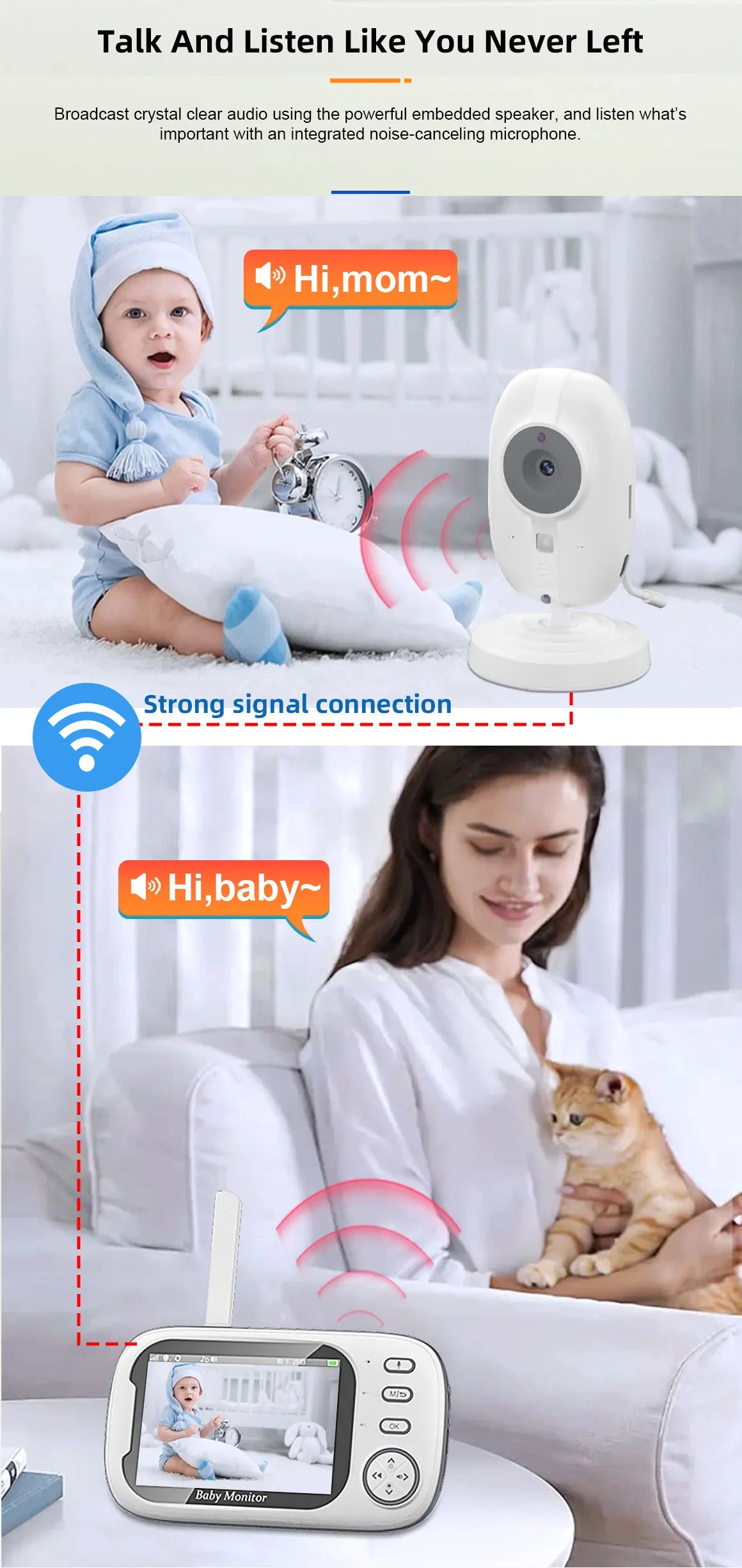 Moniteur vidéo sans fil pour bébé Cdycam New de 3,5 pouces avec vision nocturne, surveillance de la température, audio bidirectionnel et caméra de sécurité.