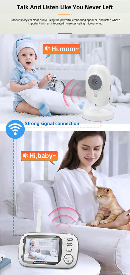 Moniteur vidéo sans fil pour bébé Cdycam New de 3,5 pouces avec vision nocturne, surveillance de la température, audio bidirectionnel et caméra de sécurité.