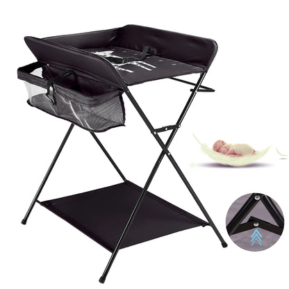 Table à langer pliable avec étagères de rangement Coussin avec échelle de hauteur Grande table à langer 80 x 63 cm