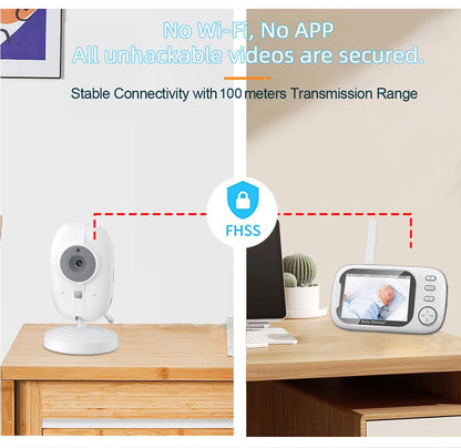 Moniteur vidéo sans fil pour bébé Cdycam New de 3,5 pouces avec vision nocturne, surveillance de la température, audio bidirectionnel et caméra de sécurité.
