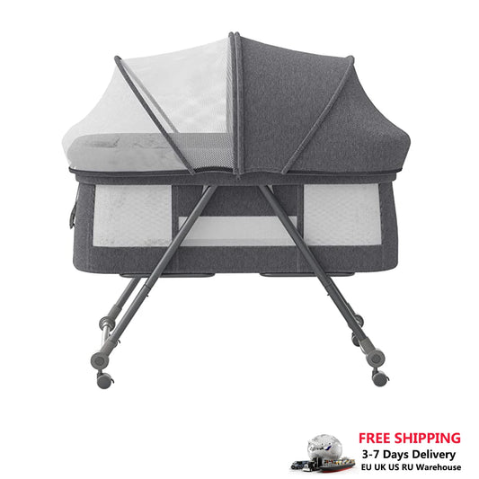 Lit de voyage pliable pour bébé avec matelas et roues silencieuses, berceau berçant convertible, XYT-001