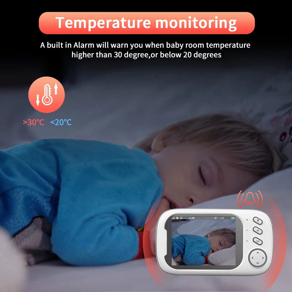 Moniteur vidéo sans fil pour bébé Cdycam New de 3,5 pouces avec vision nocturne, surveillance de la température, audio bidirectionnel et caméra de sécurité.