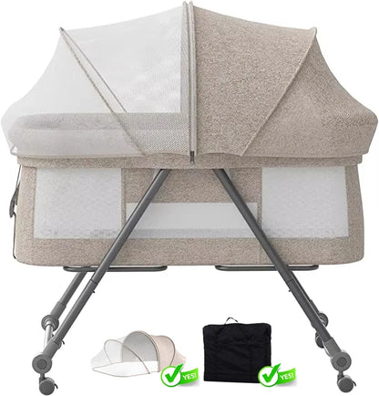 Lit de voyage pliable pour bébé avec matelas et roues silencieuses, berceau berçant convertible, XYT-001