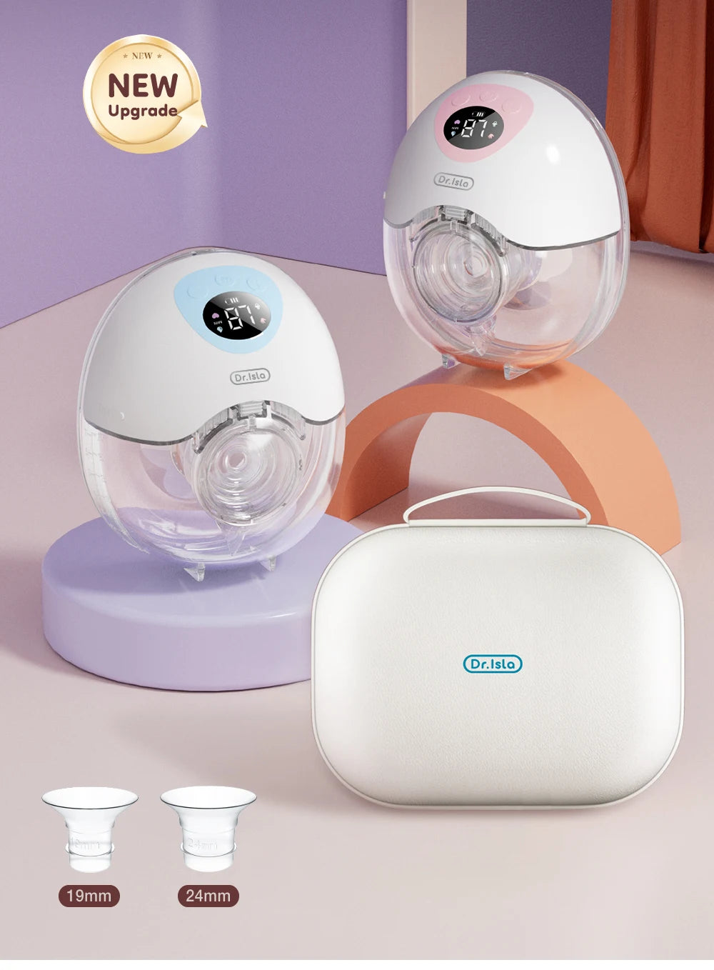 MAMIJOY 2PCS Pompe à Sein Électrique Portable 4 Modes 36 Niveaux d'Aspiration Silencieux Anti-Fuite Mains Libres Pompes à Sein Allaitement EB50