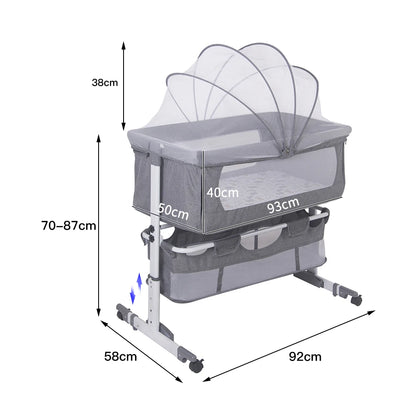 Lit bébé 3-en-1, berceau bébé avec moustiquaire, lit de voyage avec matelas, réglable, avec panier de rangement, nid mobile bébé