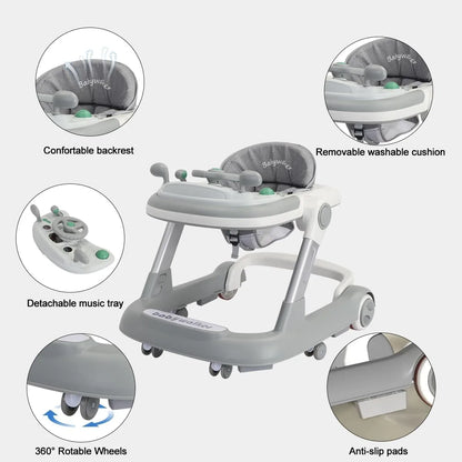 Marcheur Bébé 2 en 1 – Poussette avec Plateau Musical & Amovible, Pliable et Pratique
