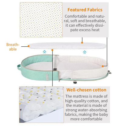 Lit de voyage pour bébé, nid de couchage pour nouveau-né avec filet pliable, moustiquaire, sac de couchage pour bébé, berceau pour nouveau-nés