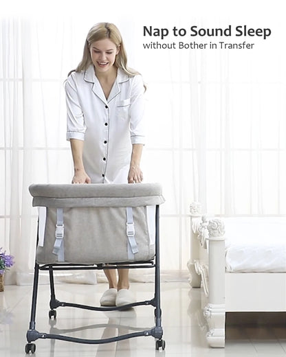 Lit de voyage pliable pour bébé avec matelas et roues silencieuses, berceau berçant convertible, XYT-001