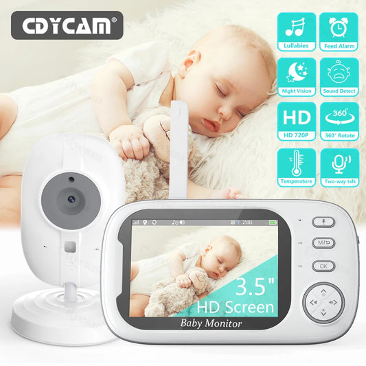 Moniteur vidéo sans fil pour bébé Cdycam New de 3,5 pouces avec vision nocturne, surveillance de la température, audio bidirectionnel et caméra de sécurité.