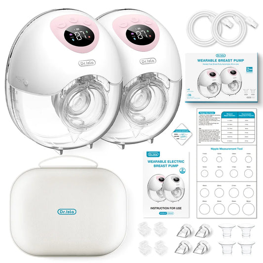 MAMIJOY 2PCS Pompe à Sein Électrique Portable 4 Modes 36 Niveaux d'Aspiration Silencieux Anti-Fuite Mains Libres Pompes à Sein Allaitement EB50