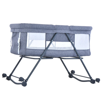Lit de voyage pliable pour bébé avec matelas et roues silencieuses, berceau berçant convertible, XYT-001
