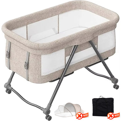 Lit de voyage pliable pour bébé avec matelas et roues silencieuses, berceau berçant convertible, XYT-001