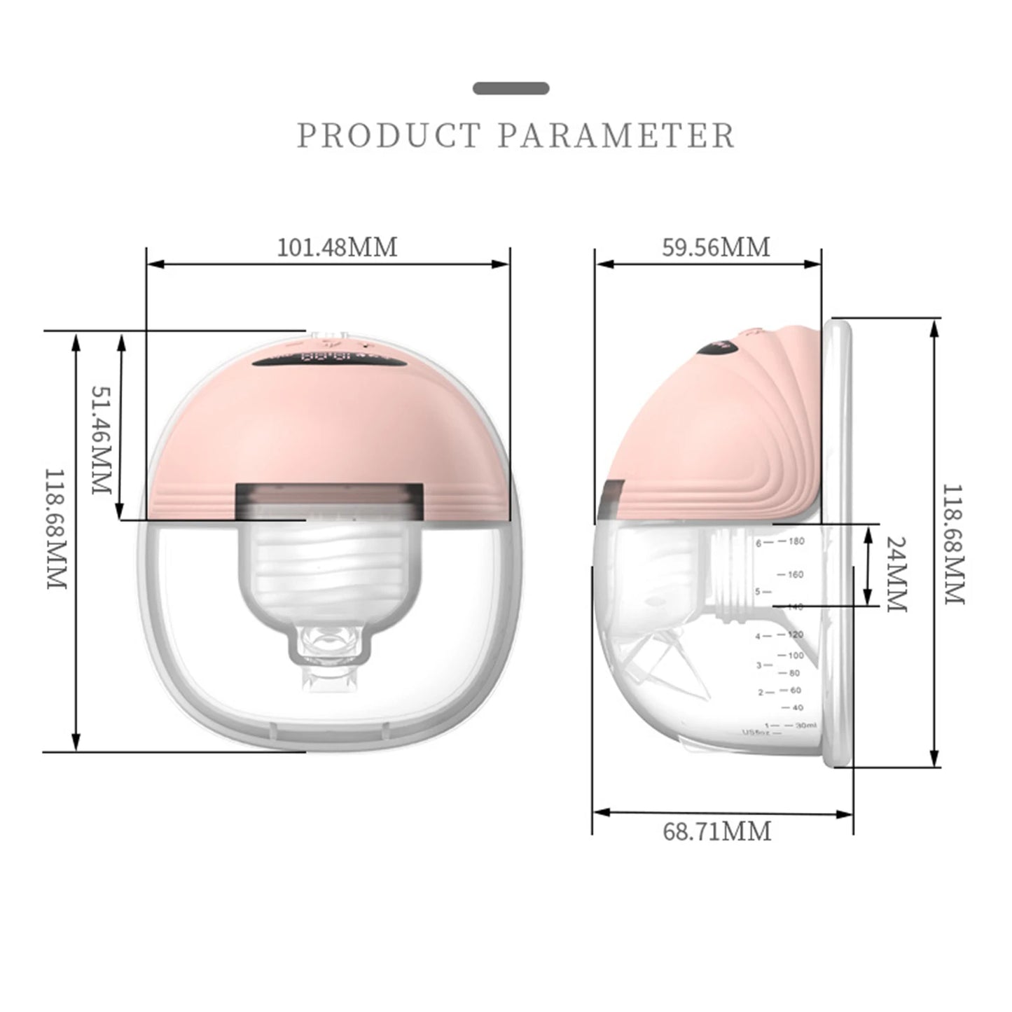 Tire-lait électrique portable pour l'allaitement mains libres 3 modes 12 niveaux d'aspiration faible bruit avec bride en silicone de 24 mm