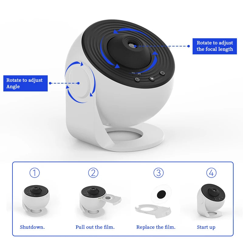 Projecteur Ciel Étoilé Enfant – Lampe Galaxie Rotative 360° | Veilleuse Rassurante Nuit Magique