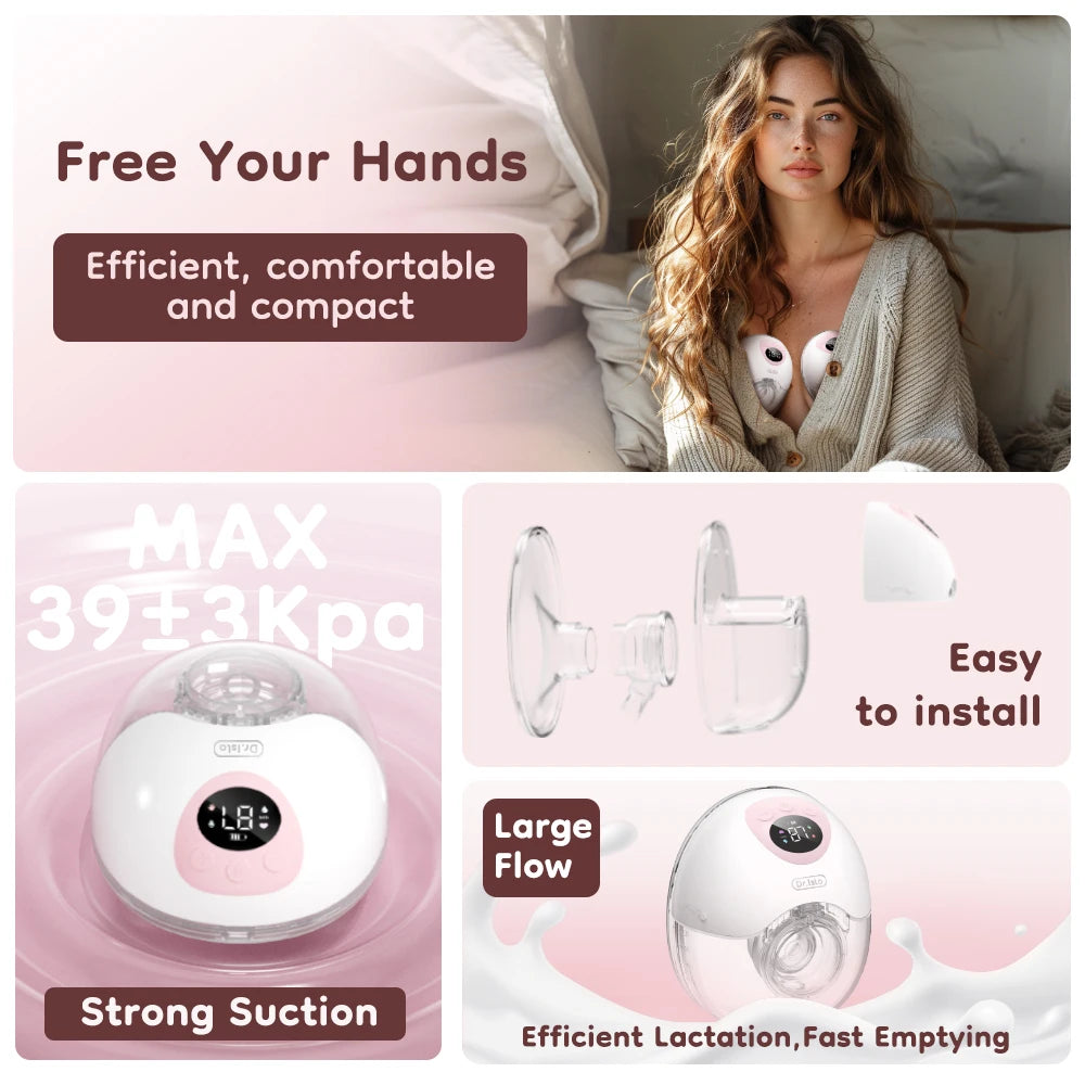 MAMIJOY 2PCS Pompe à Sein Électrique Portable 4 Modes 36 Niveaux d'Aspiration Silencieux Anti-Fuite Mains Libres Pompes à Sein Allaitement EB50
