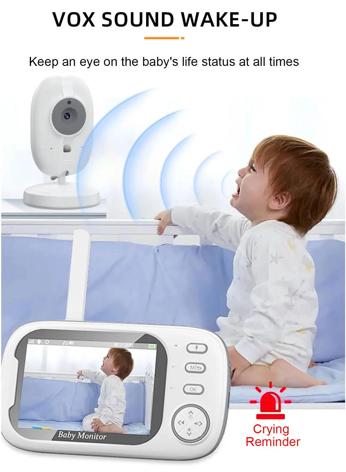 Moniteur vidéo sans fil pour bébé Cdycam New de 3,5 pouces avec vision nocturne, surveillance de la température, audio bidirectionnel et caméra de sécurité.
