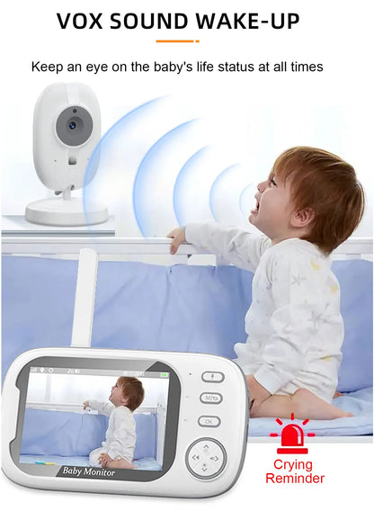 Moniteur vidéo sans fil pour bébé Cdycam New de 3,5 pouces avec vision nocturne, surveillance de la température, audio bidirectionnel et caméra de sécurité.