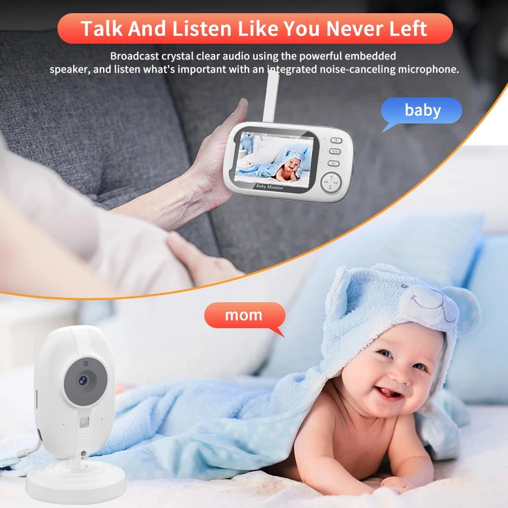 Moniteur vidéo sans fil pour bébé Cdycam New de 3,5 pouces avec vision nocturne, surveillance de la température, audio bidirectionnel et caméra de sécurité.