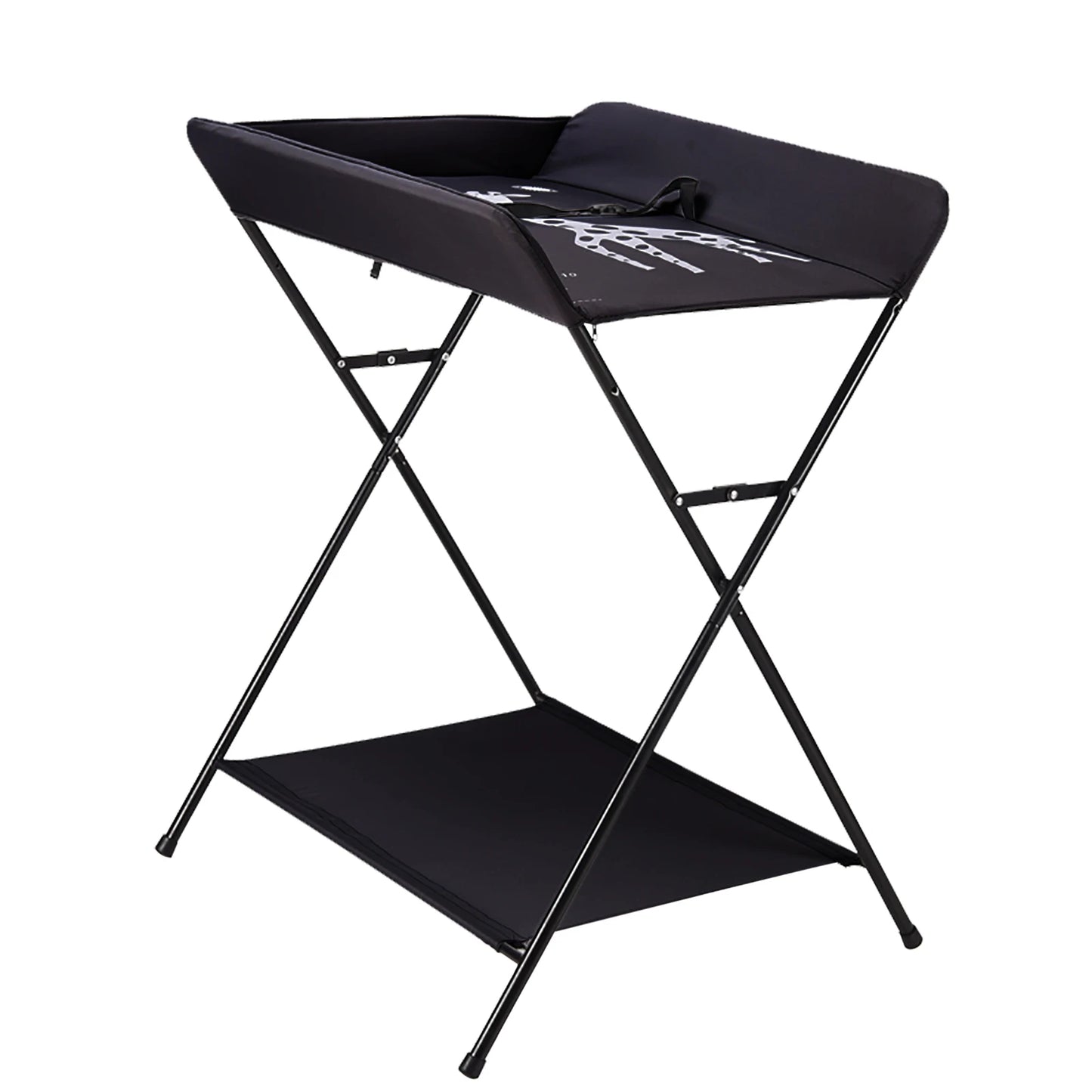 Table à langer pliable avec étagères de rangement Coussin avec échelle de hauteur Grande table à langer 80 x 63 cm