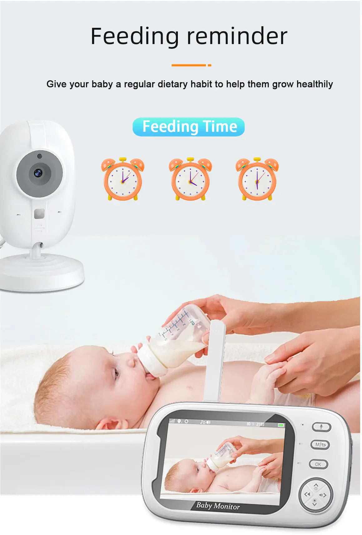 Moniteur vidéo sans fil pour bébé Cdycam New de 3,5 pouces avec vision nocturne, surveillance de la température, audio bidirectionnel et caméra de sécurité.