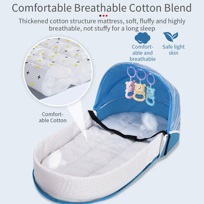 Lit de voyage pour bébé, nid de couchage pour nouveau-né avec filet pliable, moustiquaire, sac de couchage pour bébé, berceau pour nouveau-nés