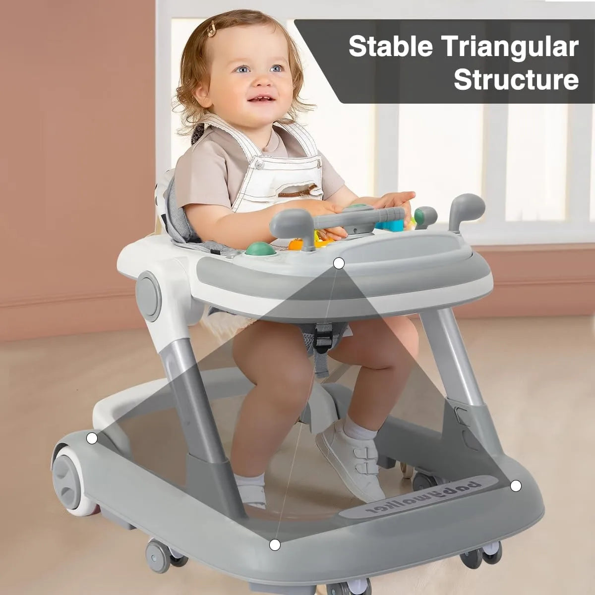 Marcheur Bébé 2 en 1 – Poussette avec Plateau Musical & Amovible, Pliable et Pratique