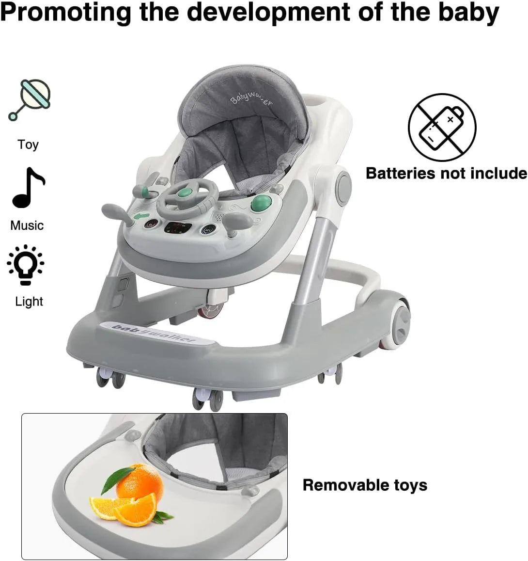 Marcheur Bébé 2 en 1 – Poussette avec Plateau Musical & Amovible, Pliable et Pratique